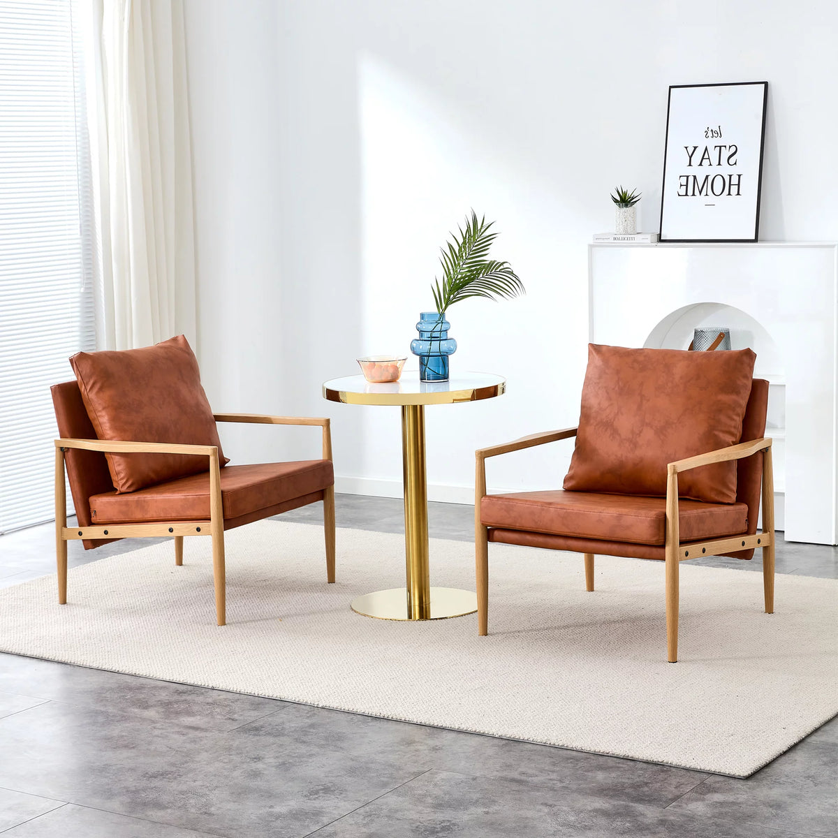 PU Leather Accent Arm Chair with Metal Frame K324103