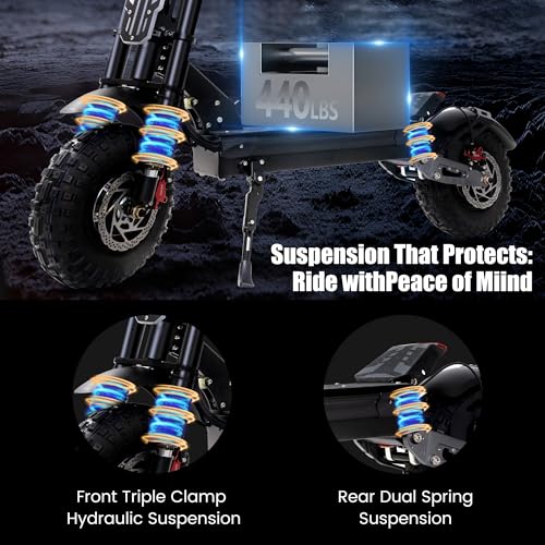 Electric Scooter 7000W Brushless Motor 60V 33Ah Li-Ion Battery 13" All Terrain Tires Full Suspension Adjustable Handlebar Height with Seat I6297
