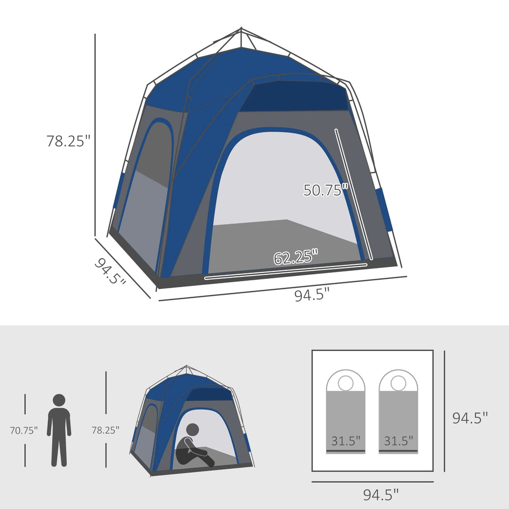 4 Person Pop Up Tent with Windows and Doors O199561