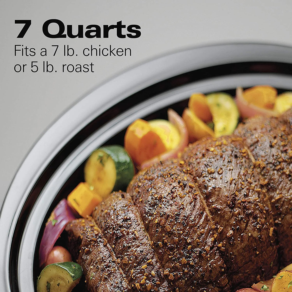 7-Quart Slow Cooker with Lid Latch Strap, Black J51619