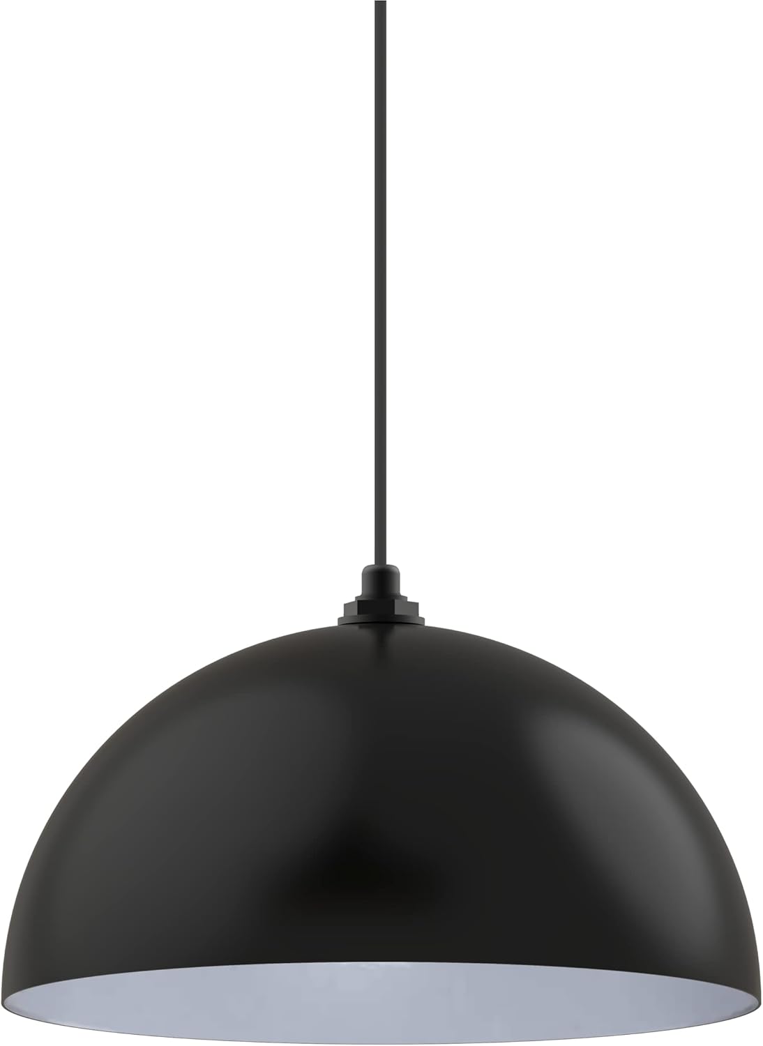 Black Matte Exterior Brass Interior Round Dome Pendant Light J293210