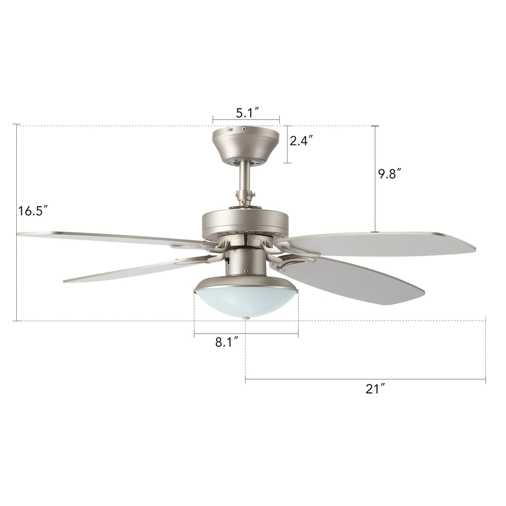 Brushed Nickel Ceiling Fan with Light and Remote Control V94493