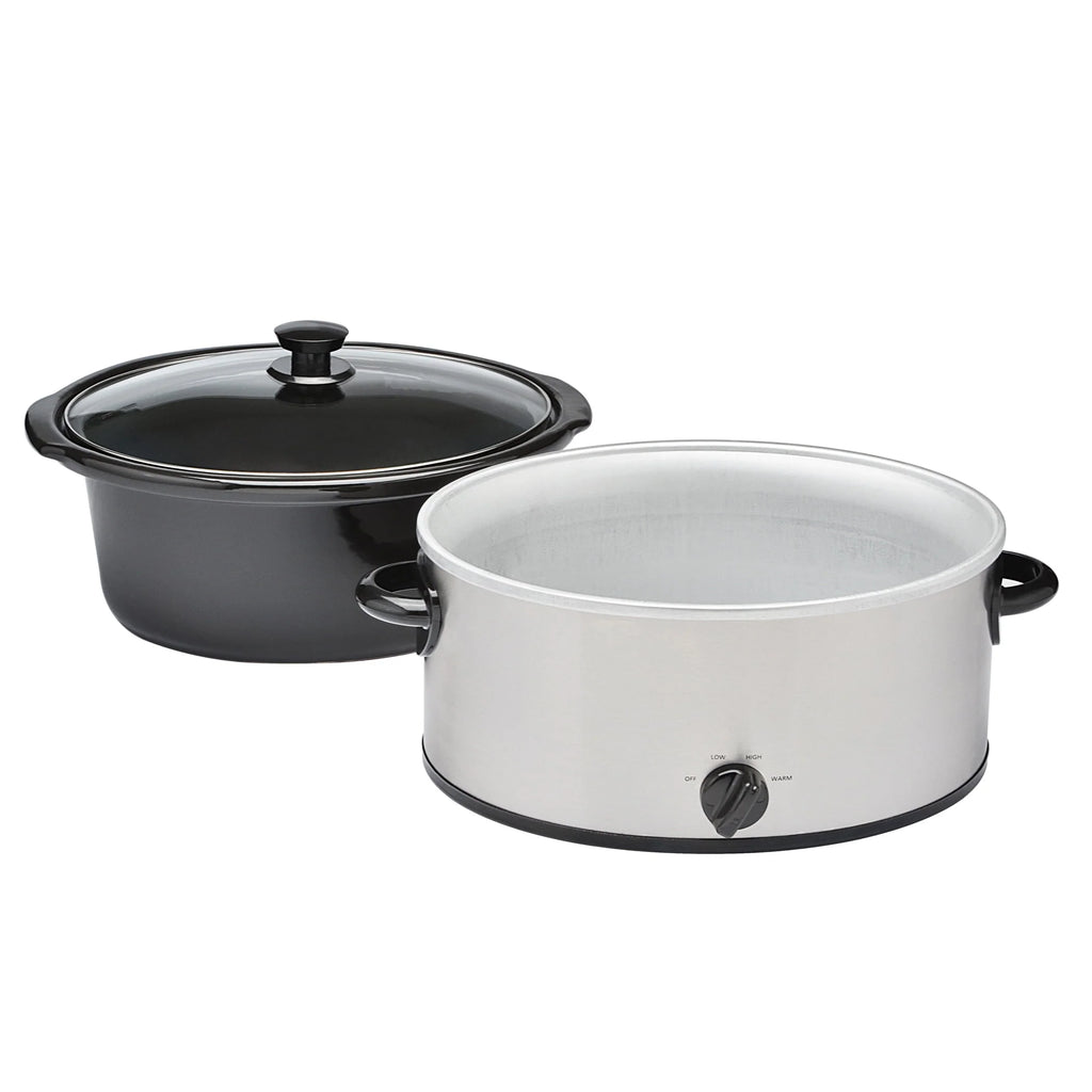6 Quart Oval Slow Cooker Stainless Steel Glass Lid C7647