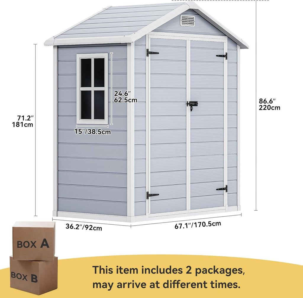 6.2x3.4 FT Resin Storage Shed with Lockable Door A994020