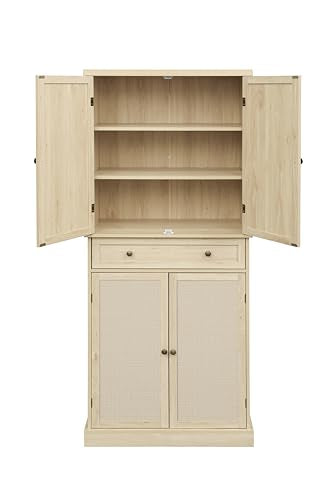 Charcoal Grey Pantry Cabinet with Wine Rack T285