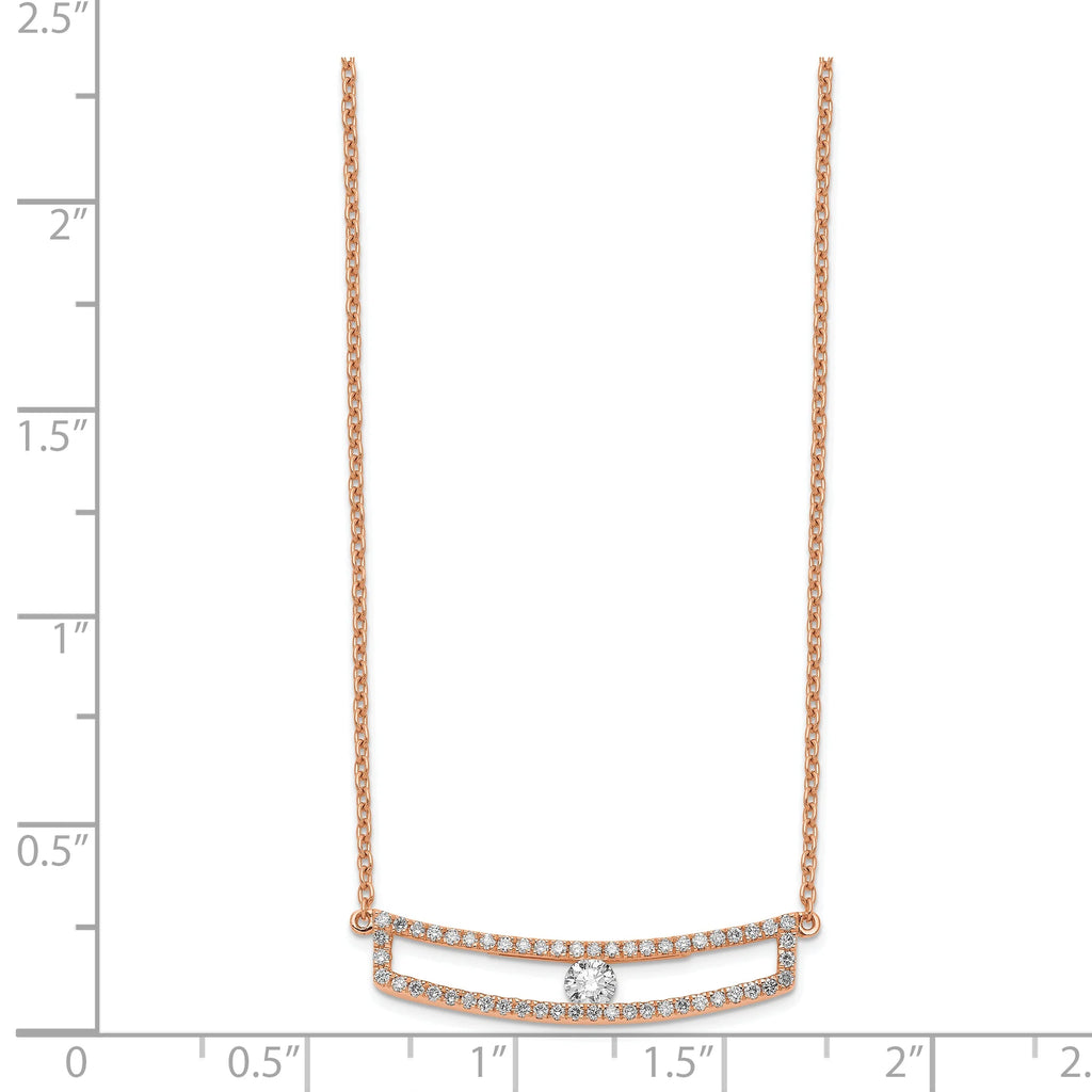 14K Rose Gold Polished Diamond Necklace K271