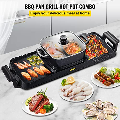 Electric Grill Hot Pot 2 in 1, Non-Stick Pan R9556