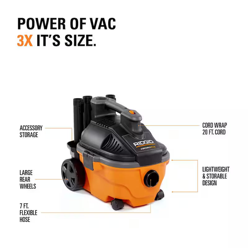 4 Gallon 5.0 Peak HP Wet/Dry Shop Vacuum S92638