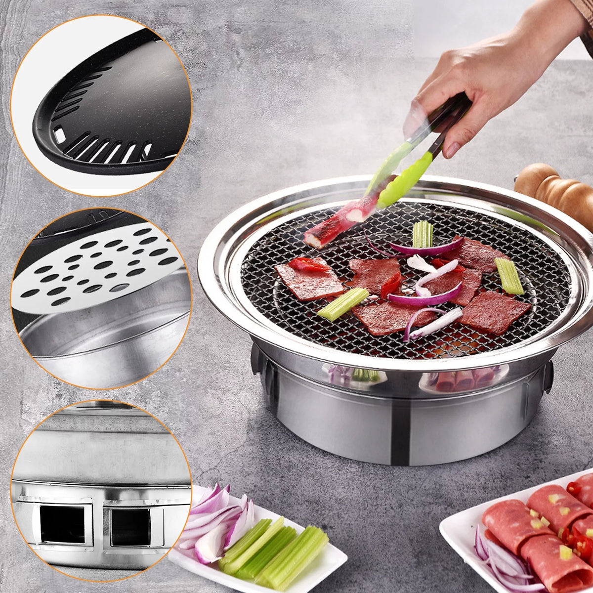 Portable Non-stick Round Charcoal BBQ Grill I81945