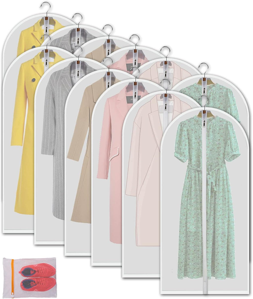 24'' x 48'' Set of 12 Clear Plastic Garment Bags with Zipper L71691