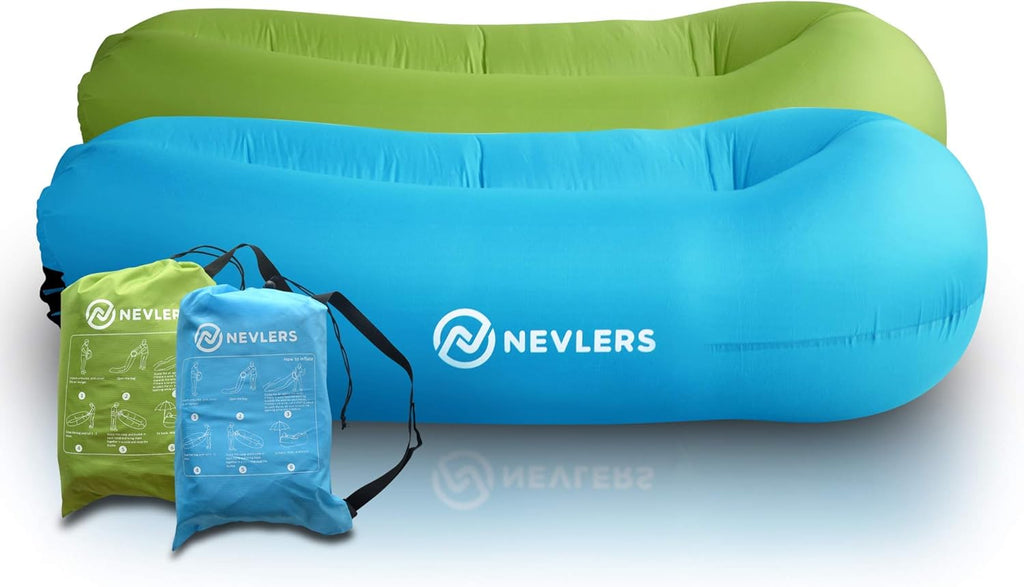 2 Pack Inflatable Loungers with Side Pockets and Travel Bags W97231