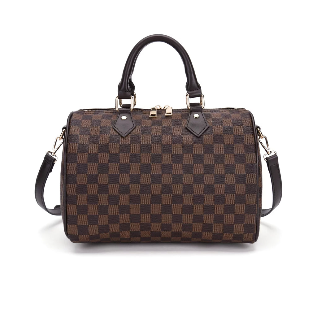 Checkered Crossbody Bag with Inner Pouch L1082