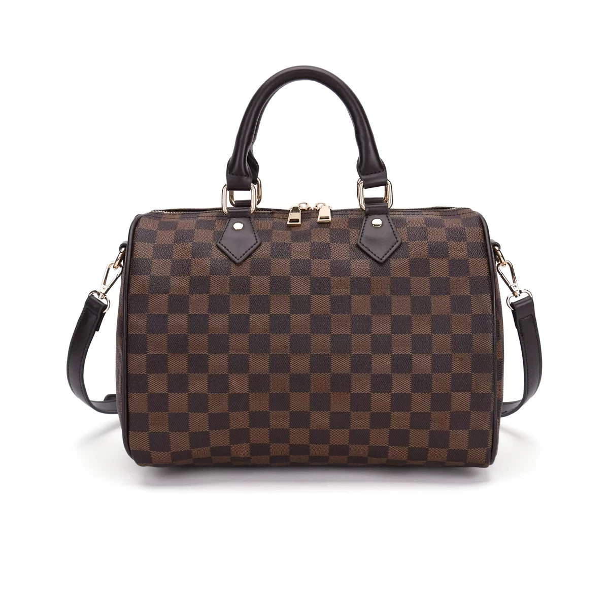 Checkered Crossbody Bag with Inner Pouch L1082