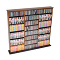 Triple Width Multimedia Wall Storage, Cherry and Black V486