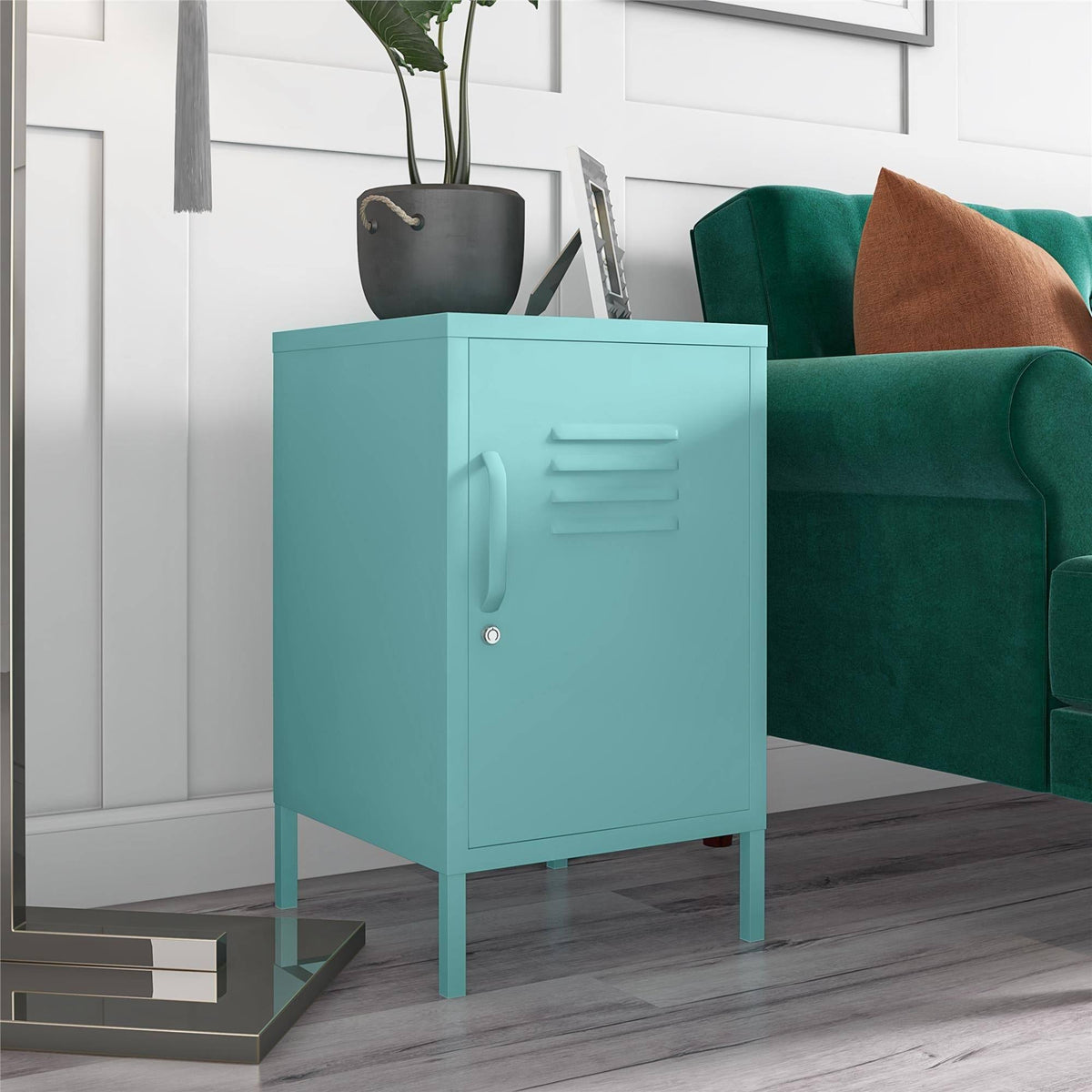 Blue Metal Locker End Table J2827
