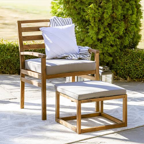 Acacia Wood Patio Chair with Ottoman F567