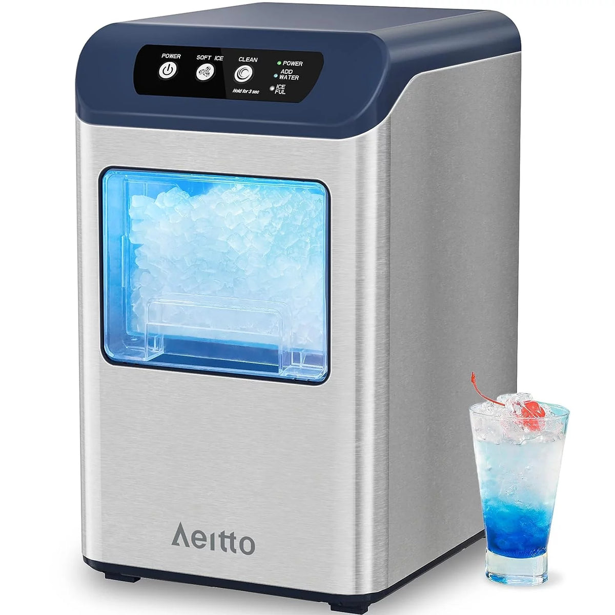Nugget Ice Maker Countertop, 55 lbs/Day, Self-Cleaning, Stainless Steel Z45262