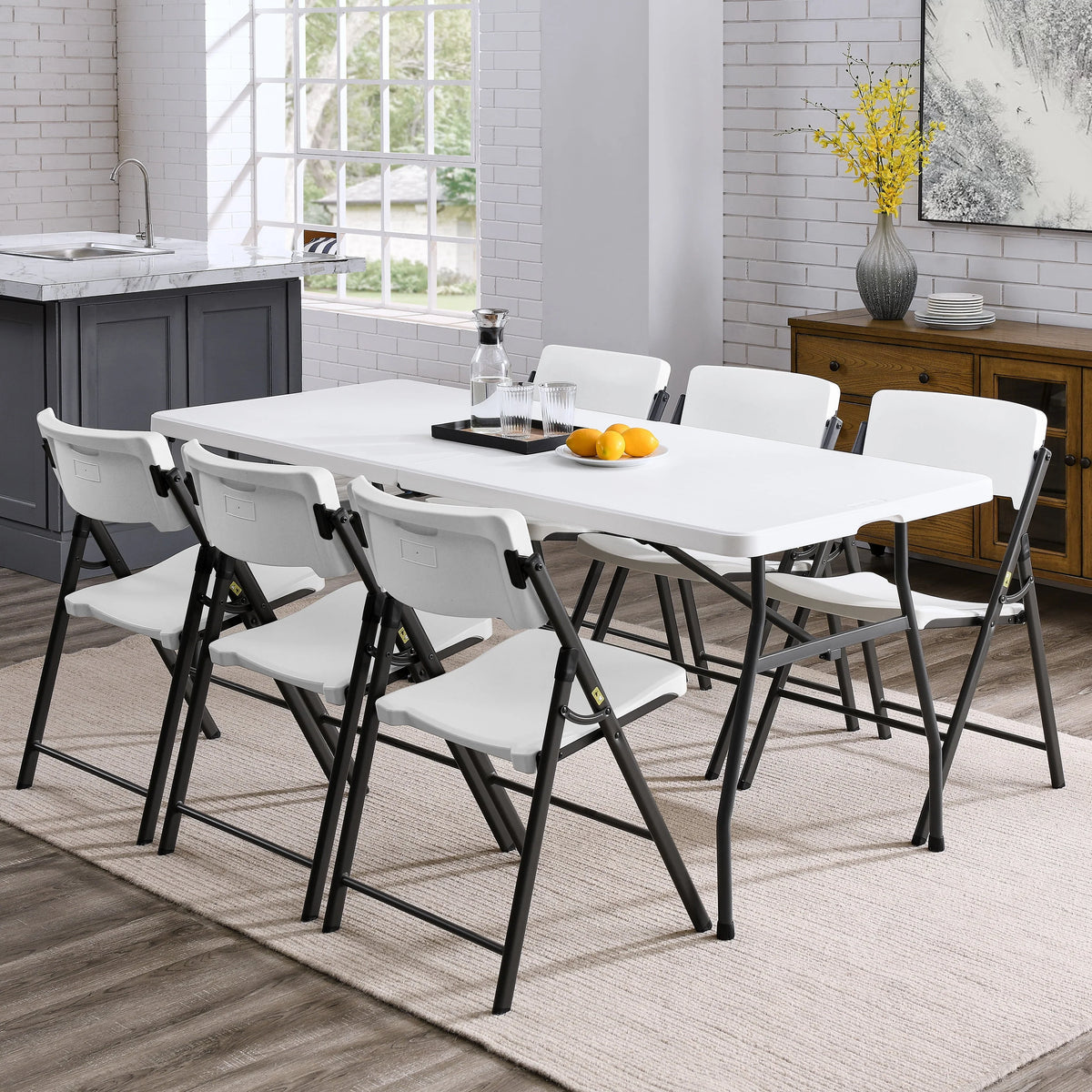 White 6 Foot Fold-in-Half Plastic Table E824026