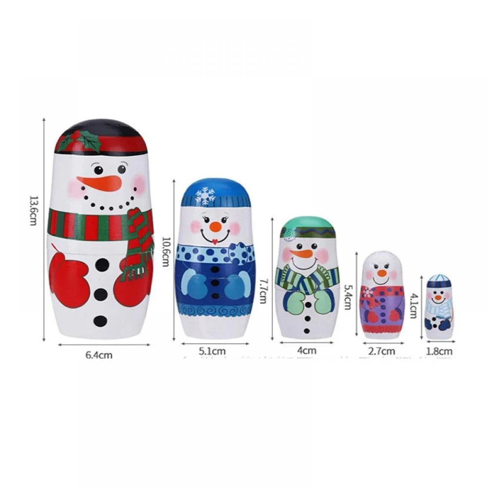 5 Pcs Wooden Handmade Matryoshka Nesting Dolls Stacking Doll Set D751198