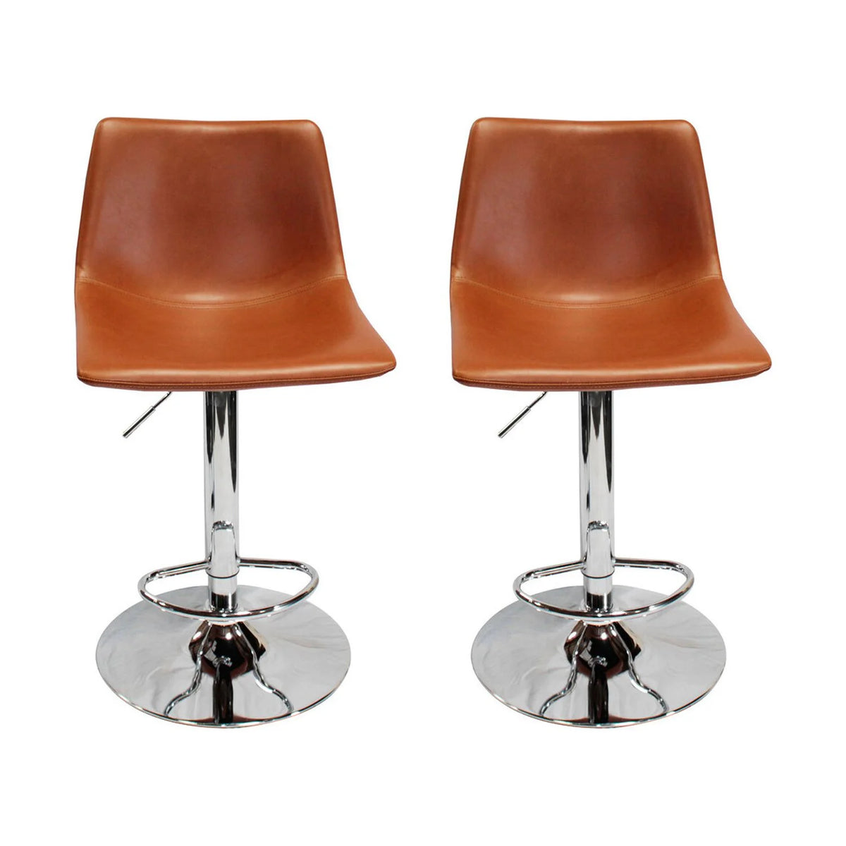 Faux Leather Adjustable Swivel Bar Stool Tan (Set of 2) B80443