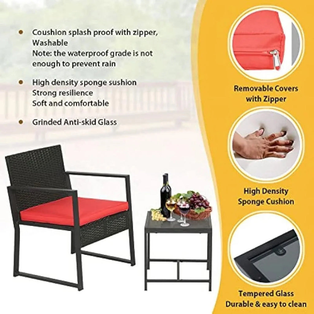 3 Piece Wicker Rattan Patio Bistro Set F862162