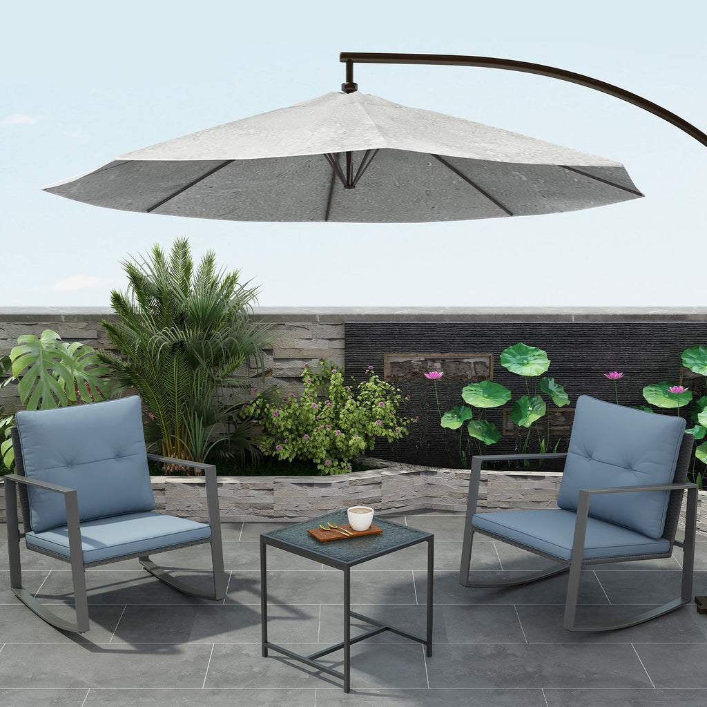 3-Piece Bistro Outdoor Cafe Furniture Set with Glass Table Grey X710828