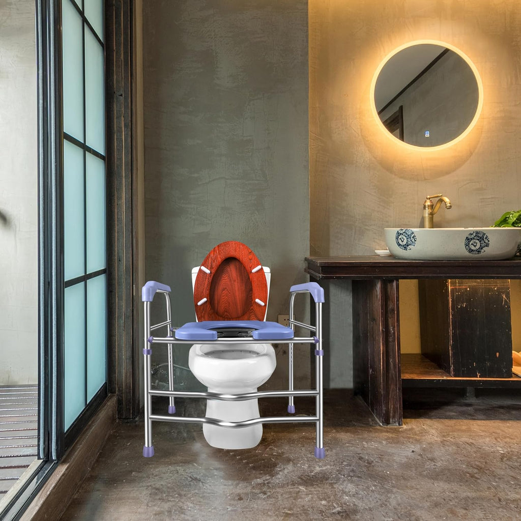 Raised Toilet Seat with Handles 400lbs, Adjustable Height D942
