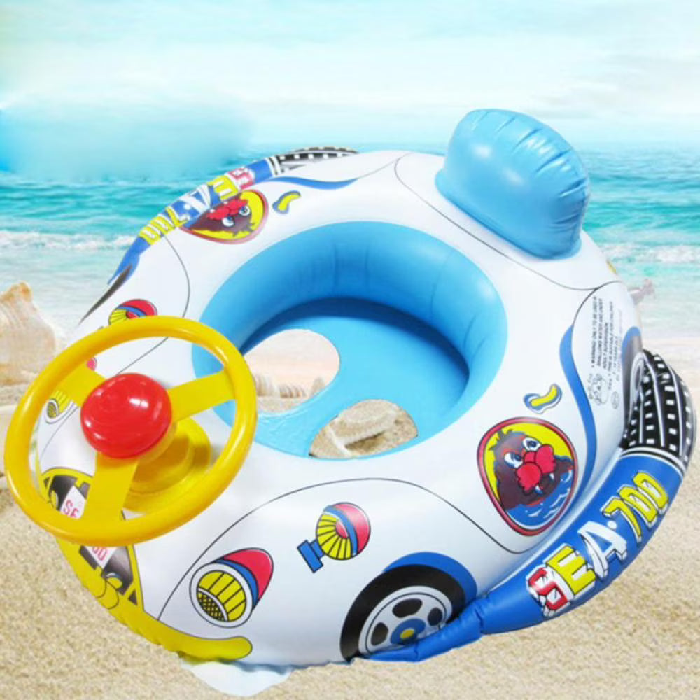 Inflatable Pool Float Ring with Steering Wheel Horn for Kids I545294