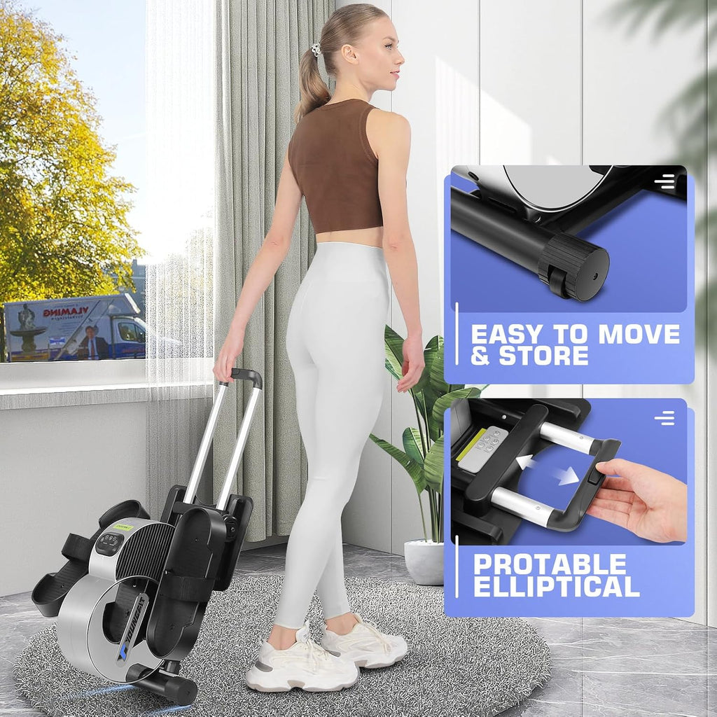 Under Desk Elliptical, Electric Seated Foot Pedal Exerciser with LCD Display Monitor, Remote Control M884