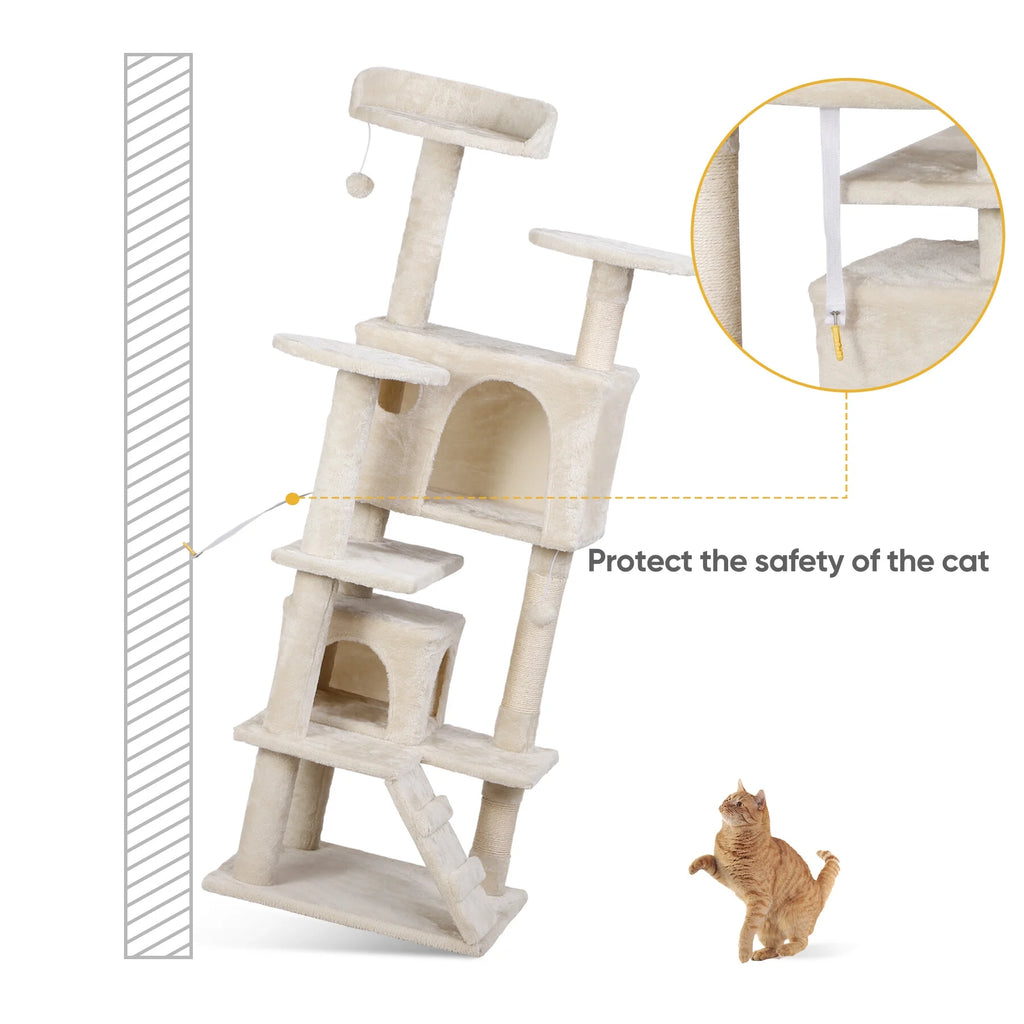 53" Cat Tree Tower with Scratching Board U8332