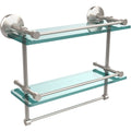 Satin Nickel 16 inch Double Glass Shelf with Towel Bar S21287