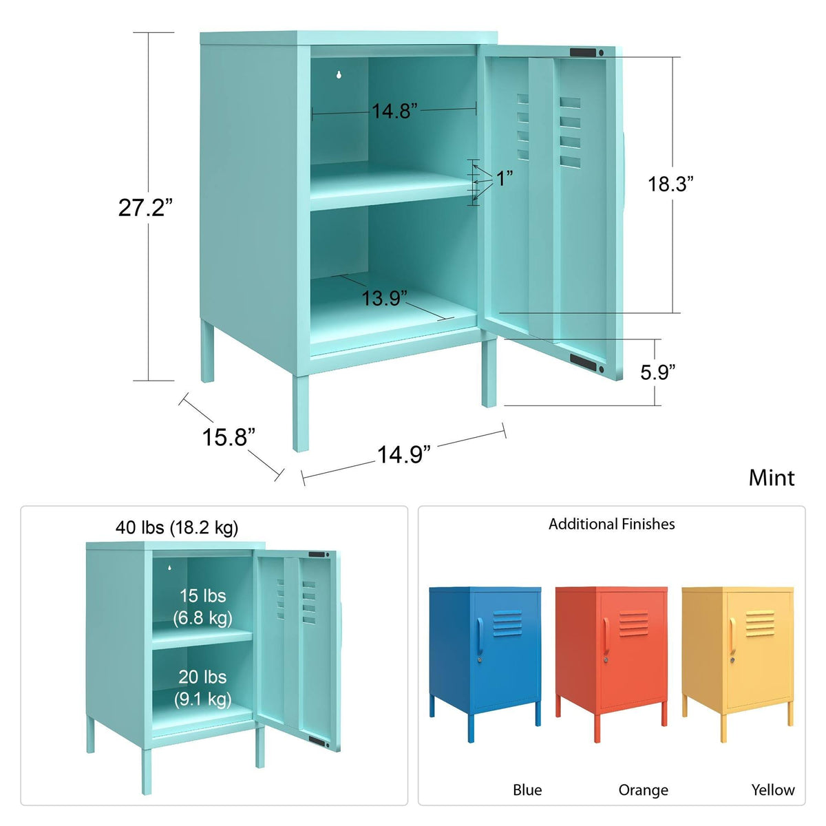 Blue Metal Locker End Table J2827