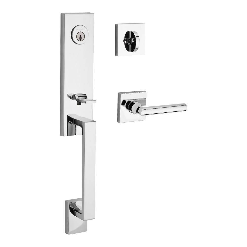 Bright Chrome Single Cylinder Handleset with Square Rose S712769
