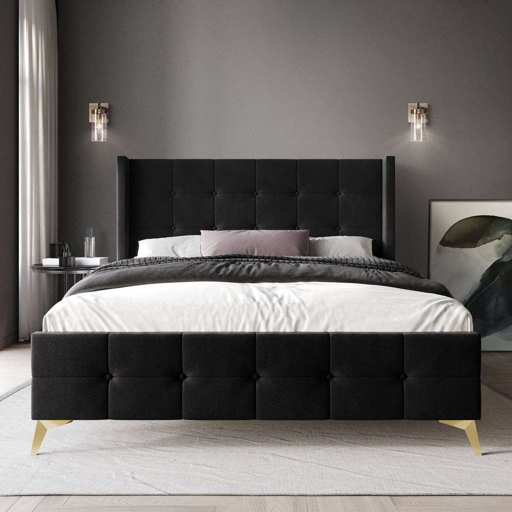 Twin Size Velvet Upholstered Bed P386