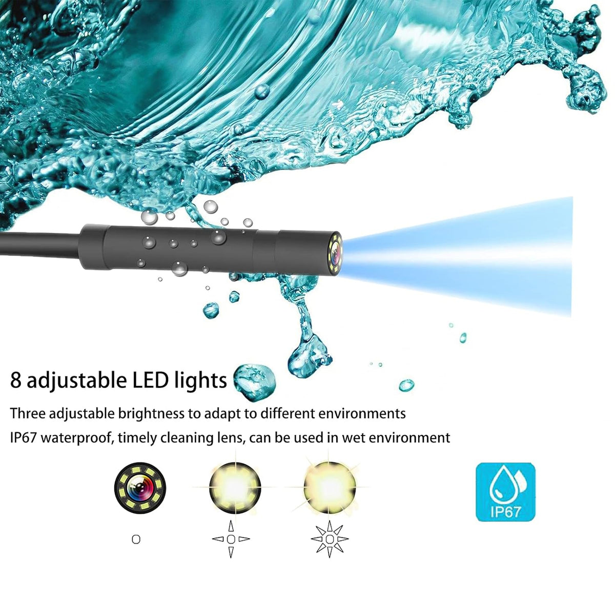 Endoscope Camera with Lights, 1080P HD Borescope Camera 4.3 Inch LCD Screen IP67 Waterproof, 3000mAh Battery, 32GB TF Card R667