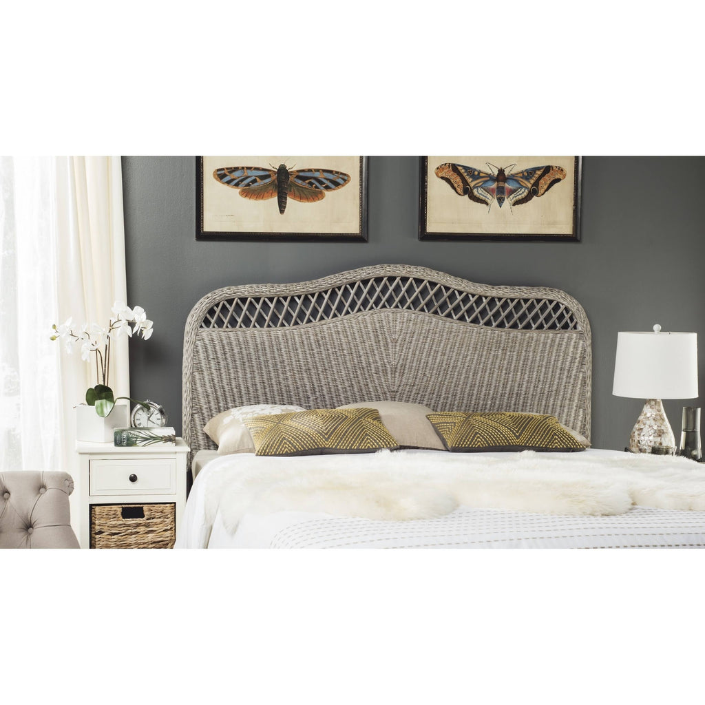 Antique Grey Rattan Full Headboard H19201