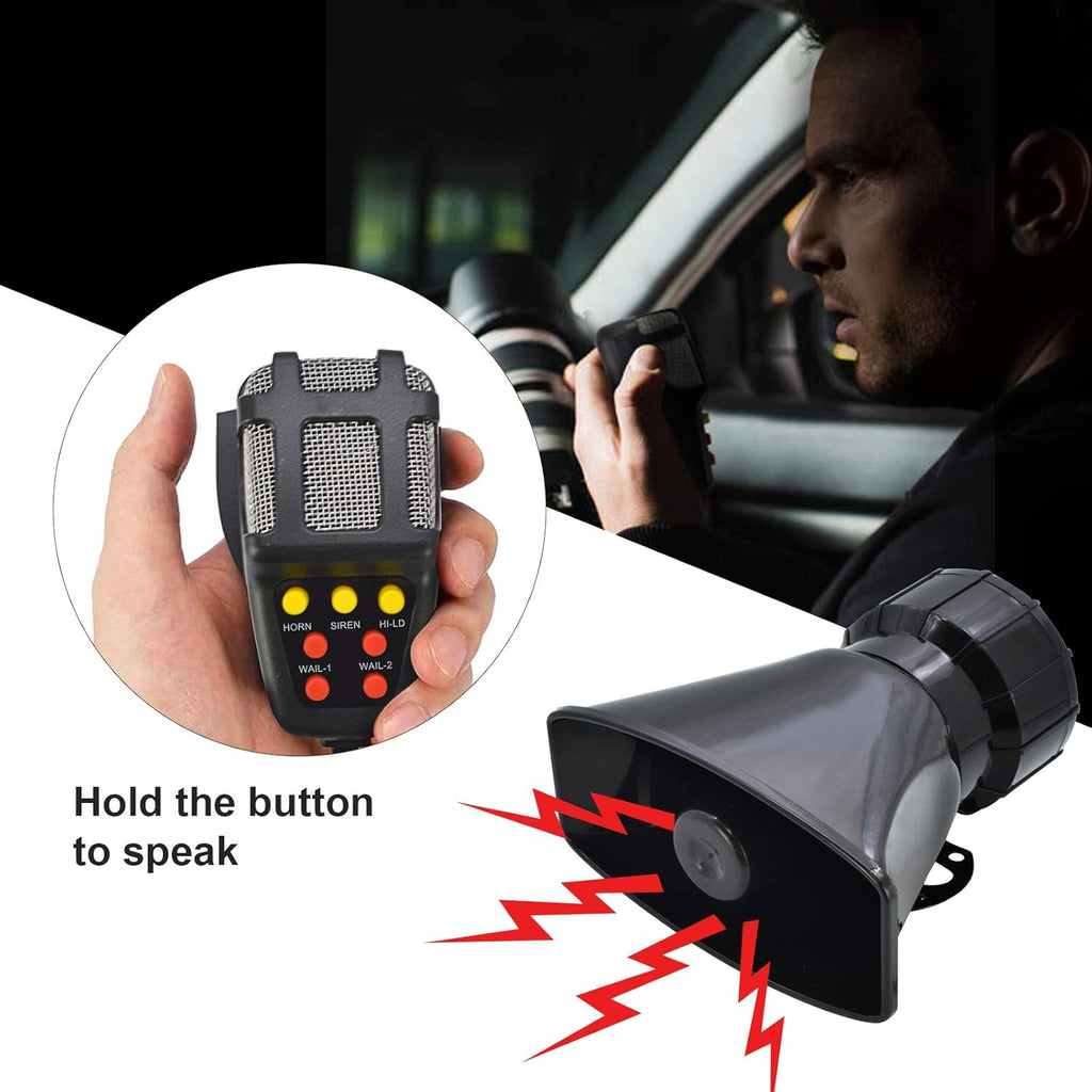 100W 7 Tones Wired Handheld Microphone Car Siren Speaker E958