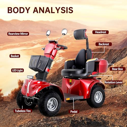 Red Heavy Duty 4 Wheel Mobility Scooter W969765