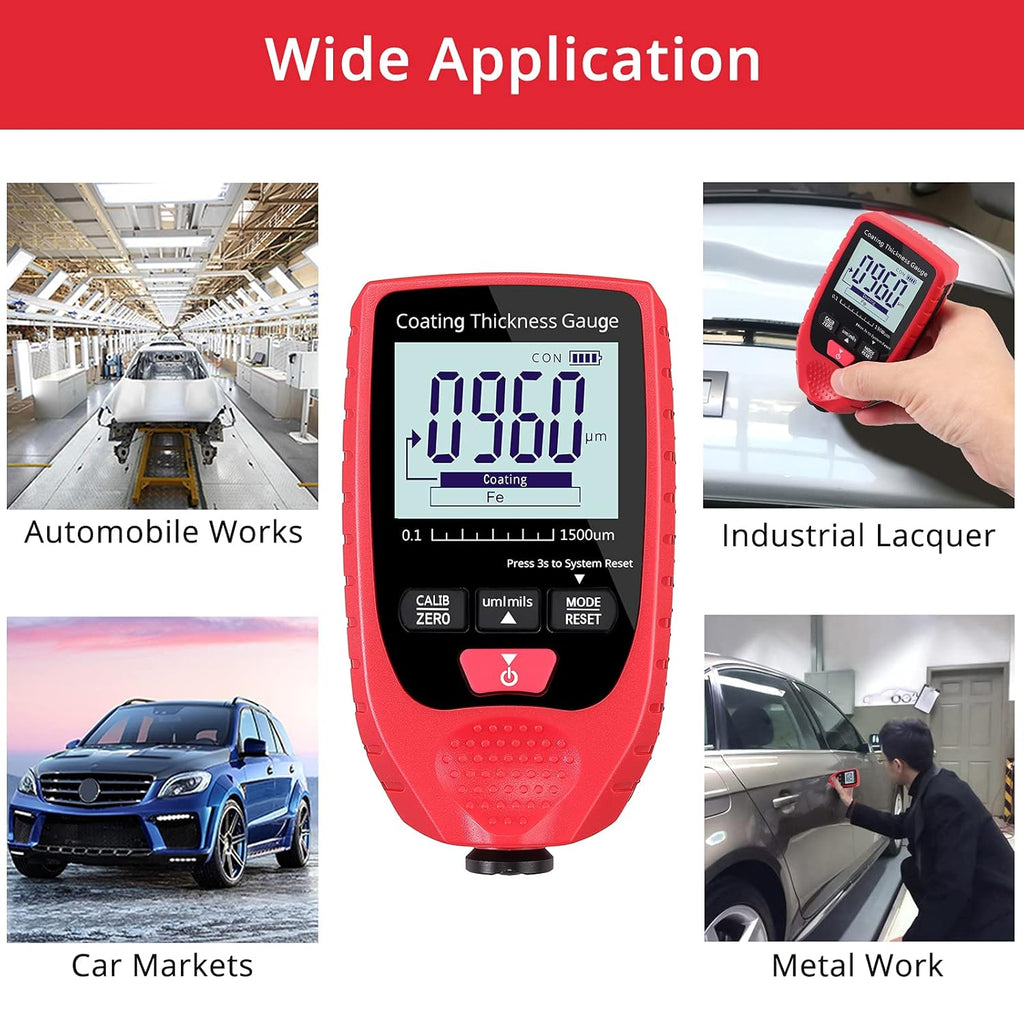 Paint Coating Thickness Gauge Meter Handheld with Backlight LCD D60153
