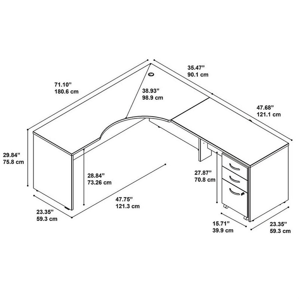 72"W Corner Desk with Return and Mobile Cabinet G2543