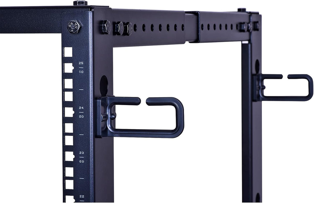 25U Open Frame Server Rack, 4 Post Adjustable Depth with Casters R235