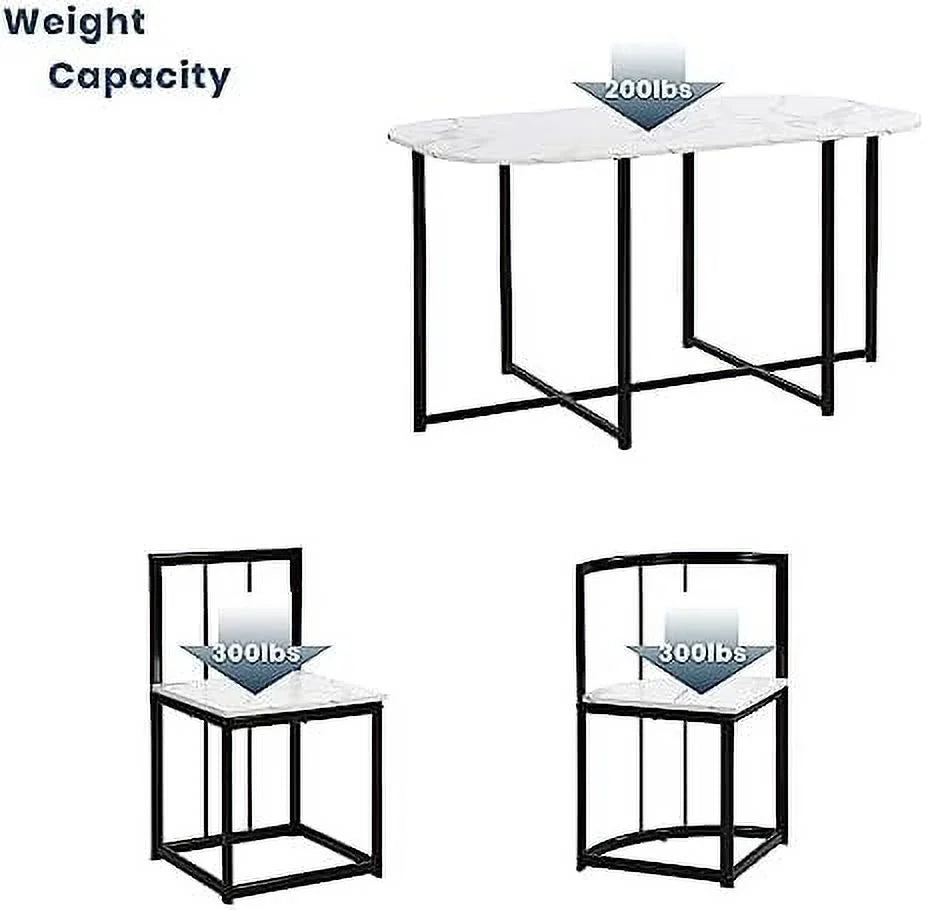 Compact Faux Marble Dining Table and Chairs 7 Piece Set T56764