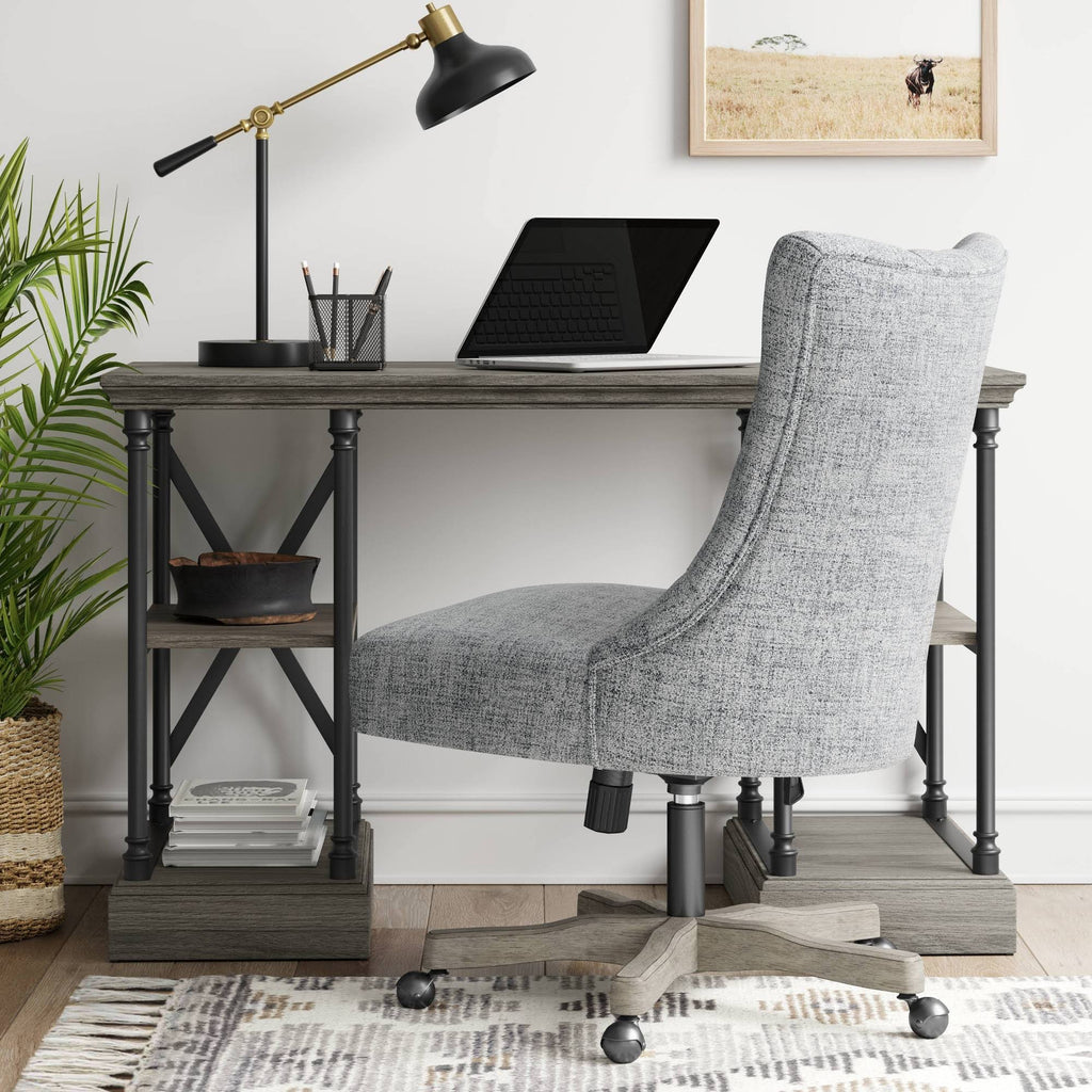 Tufted Back Office Chair Light Gray N9002