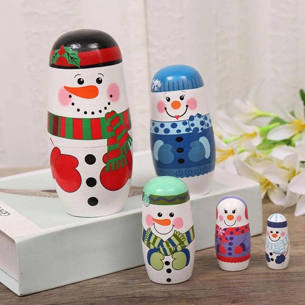 5 Pcs Wooden Handmade Matryoshka Nesting Dolls Stacking Doll Set D751198
