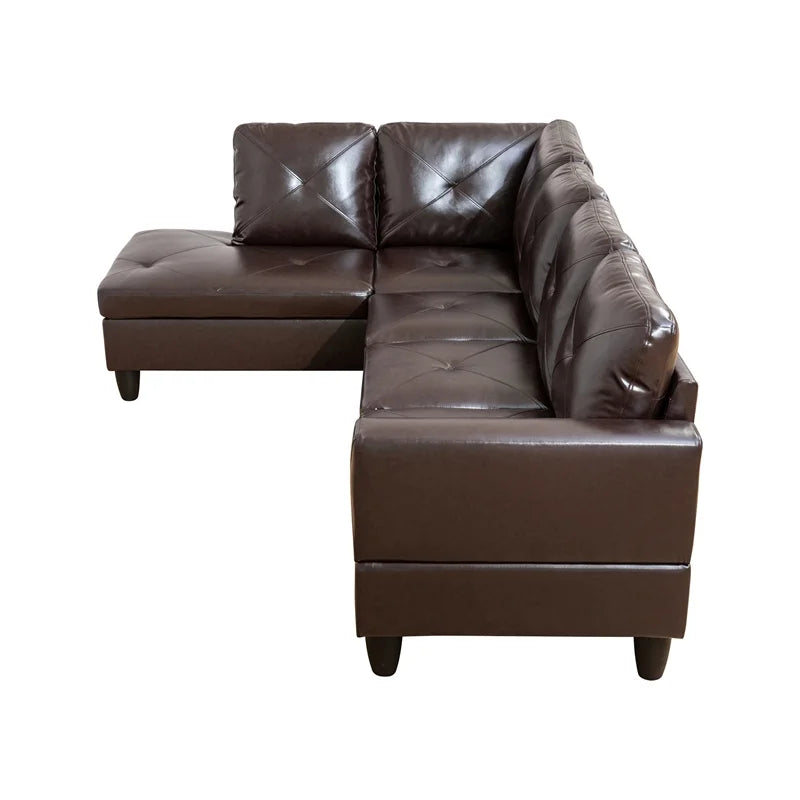 Faux Leather Left Facing Sectional Brown D22490