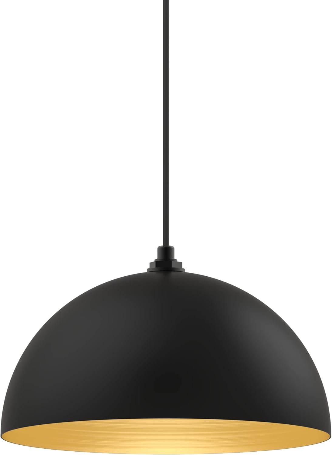 Black Matte Exterior Brass Interior Round Dome Pendant Light J293210
