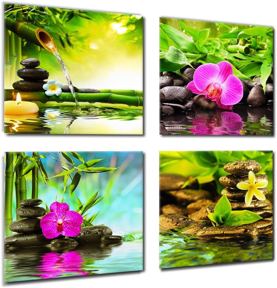 Ocean Canvas Wall Art 16 x 16 x 4 Piece Blue Sea Shore Landscape Framed Ready to Hang U6325