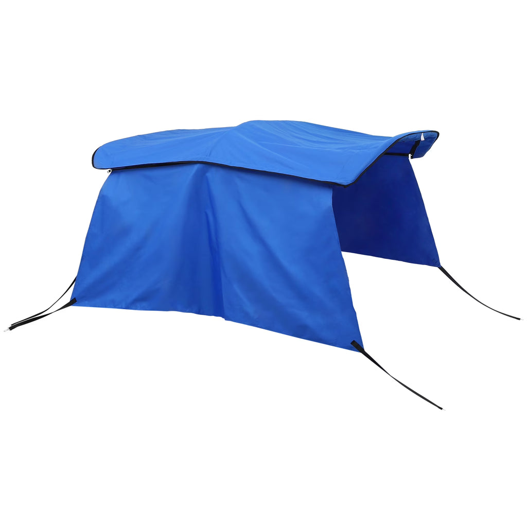 600D 3 Bow 6'L x 46"H x 67"-72"W Bimini Top Canvas Cover with Detachable Side Blocks Storage Blue X85560