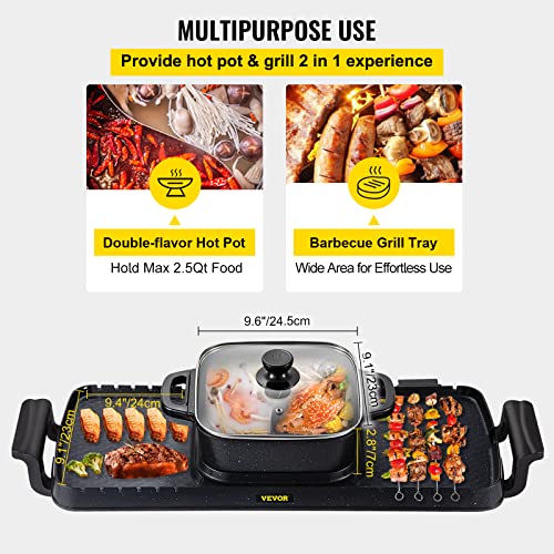 Electric Grill Hot Pot 2 in 1, Non-Stick Pan R9556
