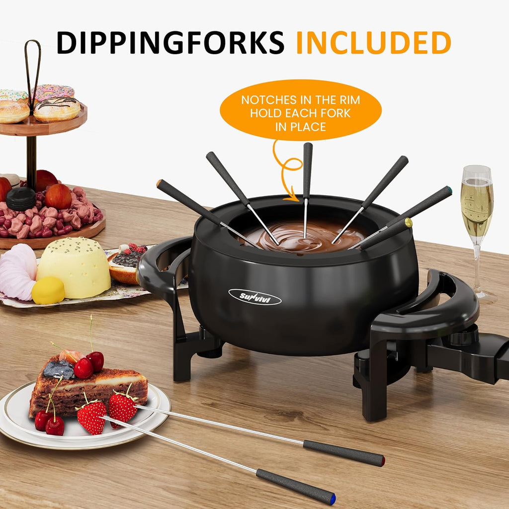 3 Quart Electric Non-Stick Fondue Pot Set with 8 Forks E59632